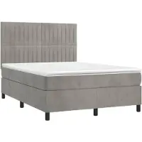 vidaXL Boxspring met matras en LED fluweel lichtgrijs 140x190 cm