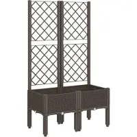 vidaXL Plantenbak met latwerk 80x40x142 cm polypropeen bruin