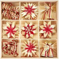 Heitmann Kerstboomversiering van stro - kerstboomhanger van natuurlijk materiaal - 25-delige set