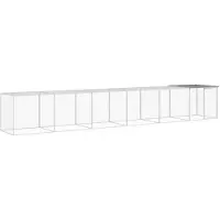 vidaXL Kippenhok met dak 603x98x90 cm gegalvaniseerd staal lichtgrijs
