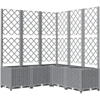 vidaXL Plantenbak met latwerk 120x120x136 cm polypropeen lichtgrijs