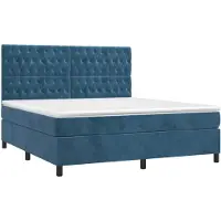 vidaXL Boxspring met matras fluweel donkerblauw 180x200 cm