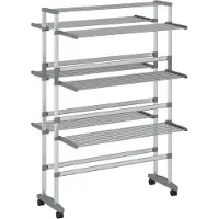 vidaXL Droogrek met wieltjes 89x64x129 cm aluminium