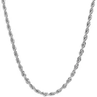 Lucardi Dames Stalen ketting koord 3mm - Ketting - Staal - Zilver - 45 cm