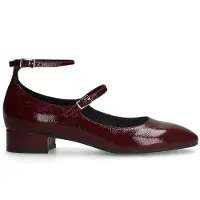 Manfield Bordeaux rode lak leren Mary Jane pumps | Maat 40