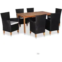 vidaXL Tuinset poly rattan en massief acaciahout 7-delig online kopen