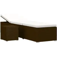 vidaXL Ligbed met kussen en theetafel poly rattan bruin