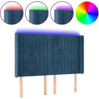 vidaXL Hoofdbord LED 147x16x118/128 cm fluweel donkerblauw