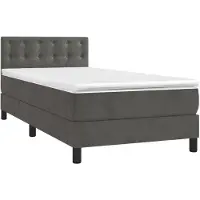 vidaXL Boxspring met matras fluweel donkergrijs 90x190 cm