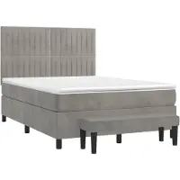 vidaXL Boxspring met matras fluweel lichtgrijs 140x190 cm