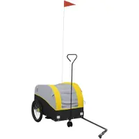 vidaXL Fietstrailer 30 kg ijzer zwart en geel
