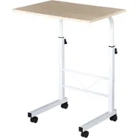 HOMCOM HOMdotCOM Bijzettafel in C-vorm Wit Natuur 60 cm x 40 cm x 78 cm
