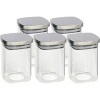 Gerimport Gerim - Voedsel/etenswaren 5x voorraadpotten 1400ml glas en RVS deksel