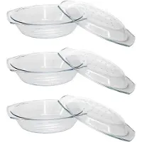 Cosy & Trendy 3x Ronde ovenschaal glas met deksel 33 x 20 x 9 cm - 2,9 L - Glazen