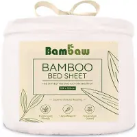 Bambaw Luxe Bamboe Hoeslaken 180x200cm – Ultra ademende stof – Hypoallergeen – Beddengoed - Wit