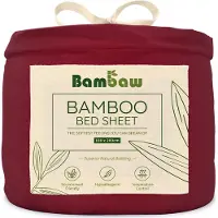 Bambaw Luxe Bamboe Hoeslaken 180x200cm – Ultra ademende stof – Hypoallergeen – Beddengoed - Bourgondy