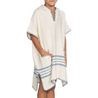 Lalay Kinder strandponcho natural air blue van Lalay - maat 2-3 jaar t/m 10-11 jaar