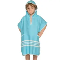 Lalay Kinder strandponcho hamam turquoise van Lalay - maat 2-3 jaar t/m 10-11 jaar