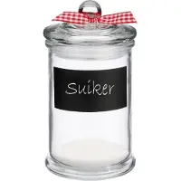 Secret De Gourmet Kruidenpotjes/voorraadpotjes met krijtvlak - 4x stuks - 350 ml - glas