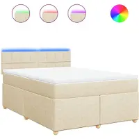 vidaXL Boxspring met matras stof crèmekleurig 160x200 cm