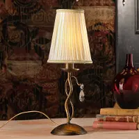 ONLI Nachtkastlamp - nachtlampje Delia, brons / oud-messing, Woon-/ Eetkamer, metaal, Antiek, Tafellamp