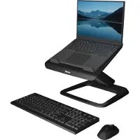 Fellowes Hana LT laptopstandaard, voor 1 laptop tot 19" & tot 4,5 kg, in hoogte verstelbaar/draaibaar, kabelmanagement, B 342 x D 396 x H 102 mm, zwart