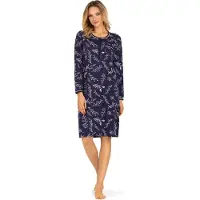 Comtessa Ascafa Nachthemd 'Blue Winter Leaves' - Dames Nachtmode - Lange Mouw - Maat 44