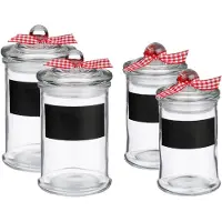 Secret De Gourmet Kruiden voorraad potjes met krijtvlak - 4x stuks - 120ml/350ml - Voorraadpot