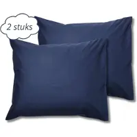 Droomtextiel Kussenslopen 60x70 cm Navy Blauw Set Van 2 Stuks - Hotelkwaliteit - 100% Hoogwaardige Katoen