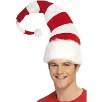 Smiffys Dressing Up & Costumes | Costumes - Christmas - Striped Santa Hat, Red And White