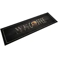 vidaXL Keukenmat wasbaar koffietekst 45x150 cm fluweel