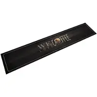 vidaXL Keukenmat wasbaar koffietekst 60x300 cm fluweel
