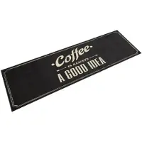 vidaXL Keukenmat wasbaar koffietekst 45x150 cm fluweel