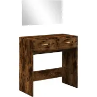 vidaXL Schminktafel met spiegel, gerookt eikenhout, 80x39x80 cm