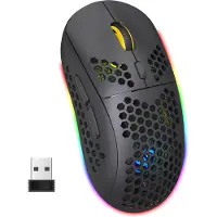 HxSJ T90 2.4G Draadloze Gaming Muis - Bluetooth - Computermuizen - Ultra licht - RGB Verlichting - Zwart