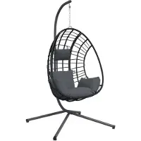 vidaXL Hangstoel met standaard rattan en staal antracietkleurig