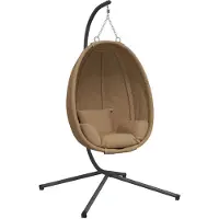 vidaXL Hangstoel, eivormig design, met standaard, taupekleurig, stof en staal