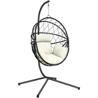 vidaXL Hangstoel met standaard rattan en staal beige