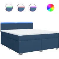 vidaXL Boxspring met matras stof blauw 180x200 cm