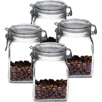 Bormioli Rocco Weckpot/inmaakpot - 4x - 1L - glas - met beugelsluiting - luchtdicht