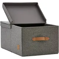 Merkloos Opbergdoos grijs kledingkast Store It - 50 x 33 x 24 cm - klapdeksel