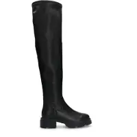 Manfield Zwarte leren hoge overknee laarzen | Maat 36