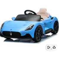 Vrooomy Maserati MC20 Cielo 12V Elektrische Kinderauto 1 tot 5 jaar – Officieel Gelicentieerd Cabriolet Accuvoertuig – Luxe Kinderauto met Lederen Zitje, Bluetooth & Soft-Start – Blauw