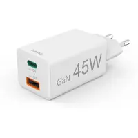 Hama USB C snellader | | 2 poorten (1x USB C, 1x USB A, 45W, Wit)