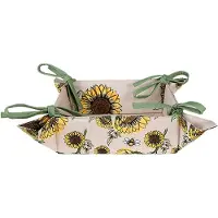 Clayre & Eef Broodmand 35x35x8 cm Beige Geel Katoen Zonnebloemen Broodmandje Beige Broodmandje