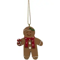 Clayre & Eef Kersthanger Gingerbread man 5x1x7 cm Bruin Kunststof Kerstboomversiering Bruin Kerstboomversiering