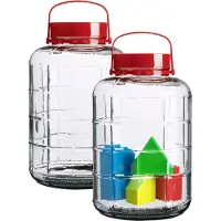 Urban Living Voedsel opslag container - 2x - glas - 10 liter - afsluitdop en draag hengsel - transparant - voorraadpot - weckpot - 21 x 36 cm