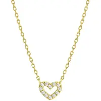 Lucardi Meisjes Kinderketting met hanger met plating - Hart - Zirkonia - Cadeau - Echt Zilver - Goudkleurig