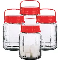 Urban Living Voedsel opslag container - 4x - glas - 3 liter - afsluitdop en draag hengsel - transparant - voorraadpot - weckpot - 15 x 23 cm