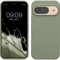 Kwmobile hoesje geschikt voor Google Pixel 9 / Pixel 9 Pro case - Siliconen telefoonhoesje - Telefoon beschermhoes - Smartphone cover in grijsgroen